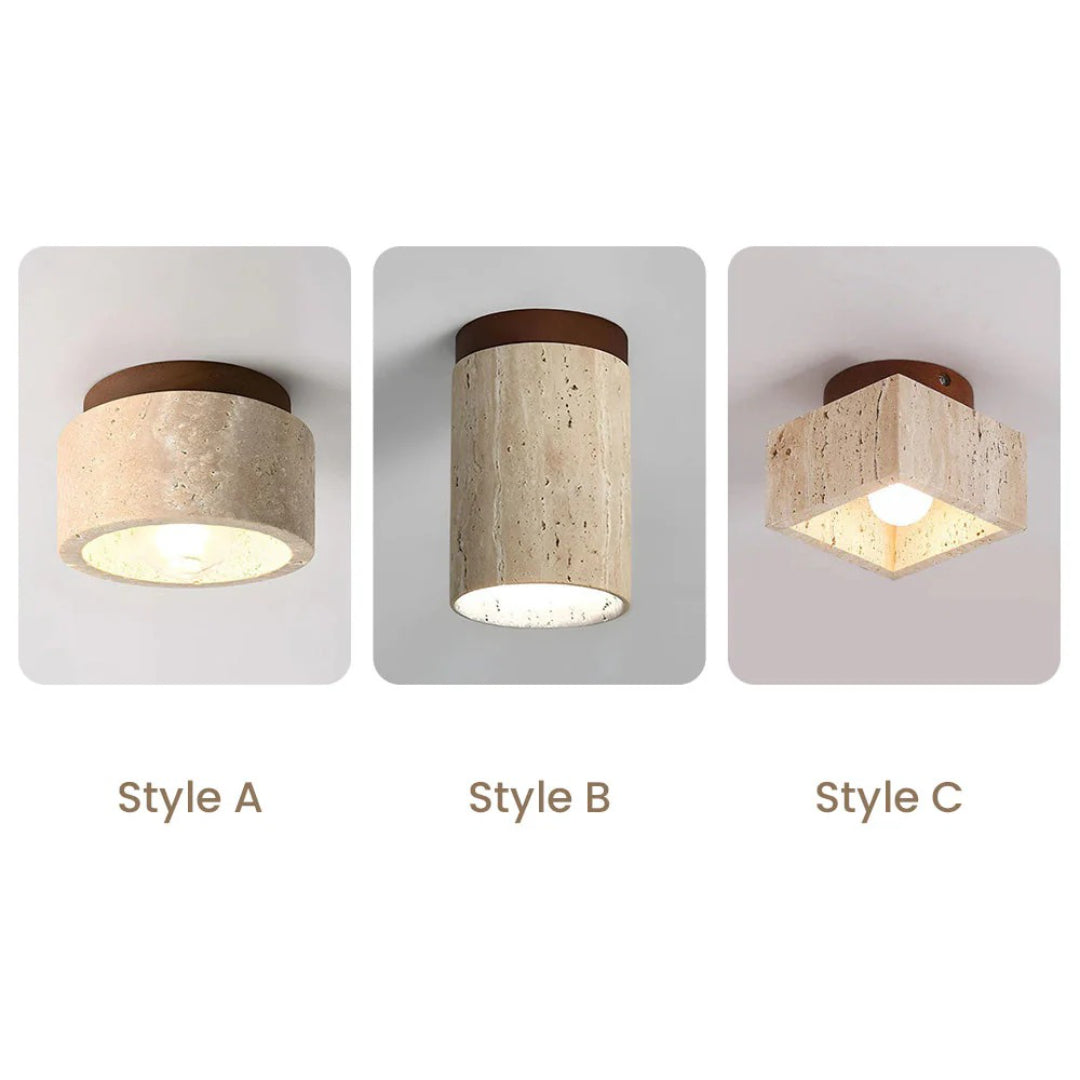 Stenen houten cilinder plafondlamp