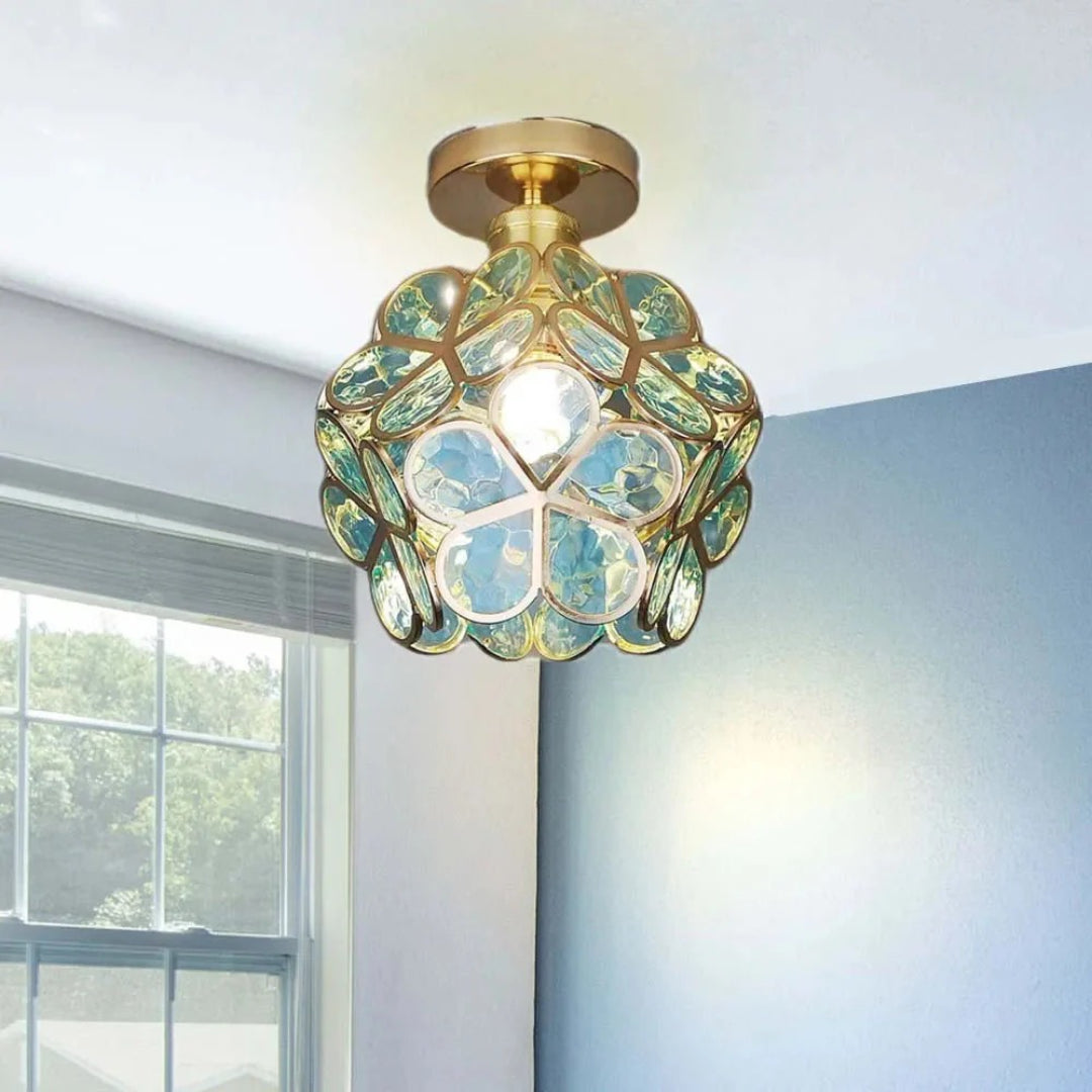 Bloemen glazen plafondlamp