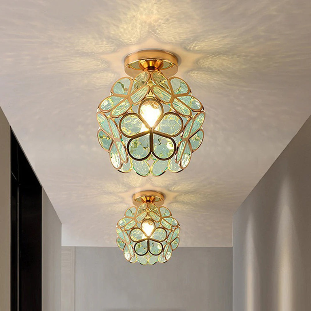 Bloemen glazen plafondlamp