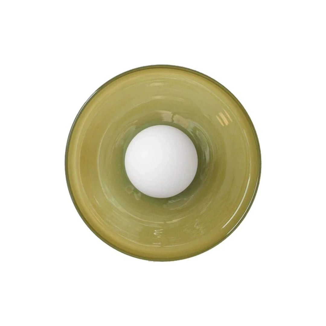 Ronde metalen glazen lamp
