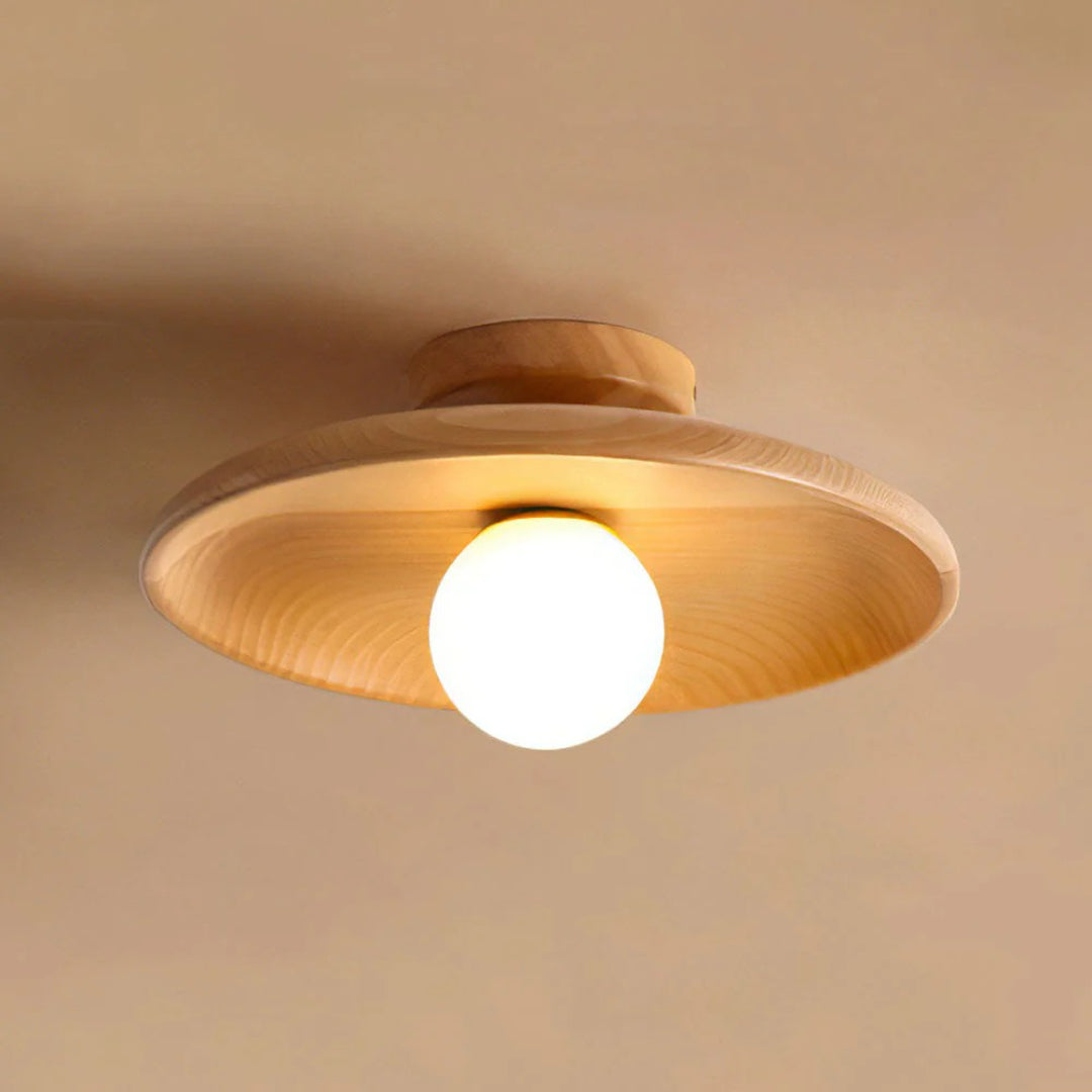 Houten bol plafondlamp