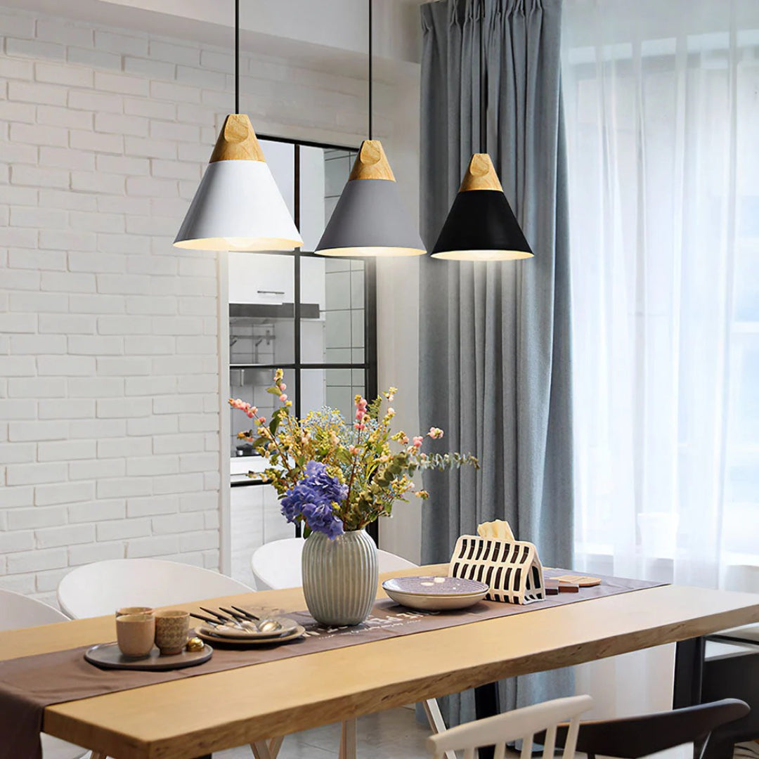 Scandinavische Houten Metalen Hanglamp