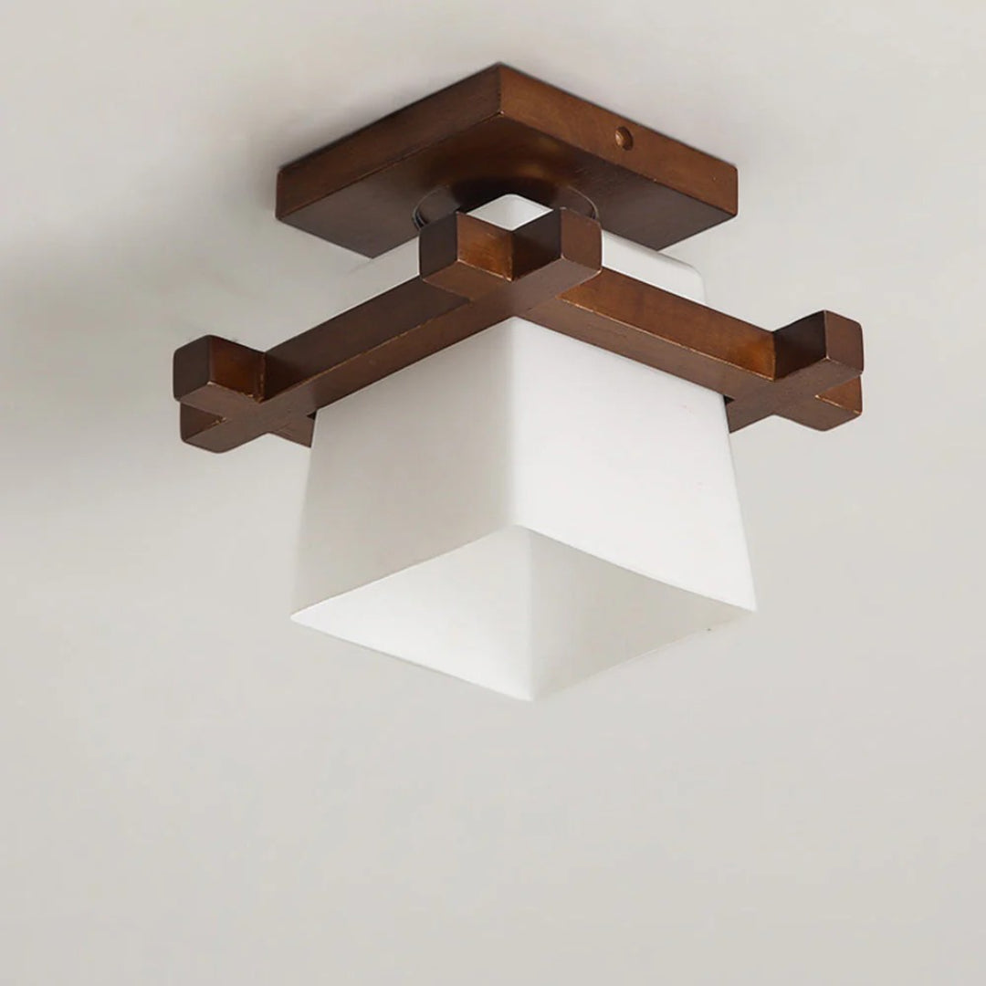 Japanse Houten Vierkante Plafondlamp