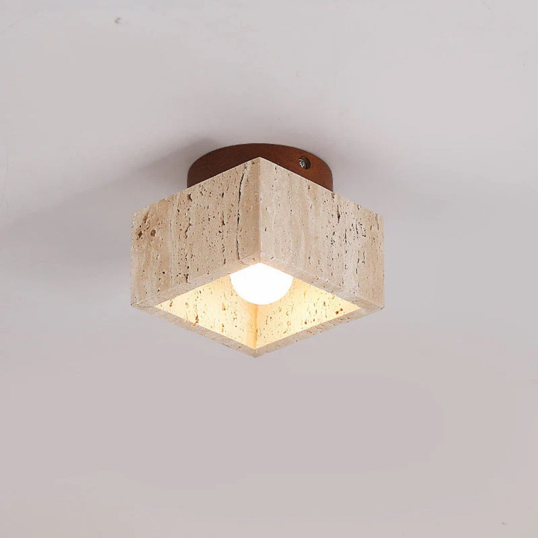 Stenen houten cilinder plafondlamp