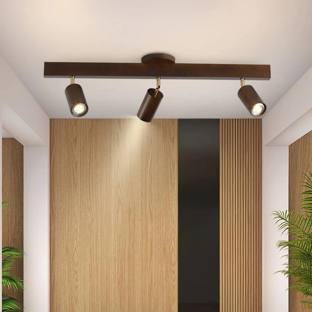 Houten verstelbare rail plafondlamp