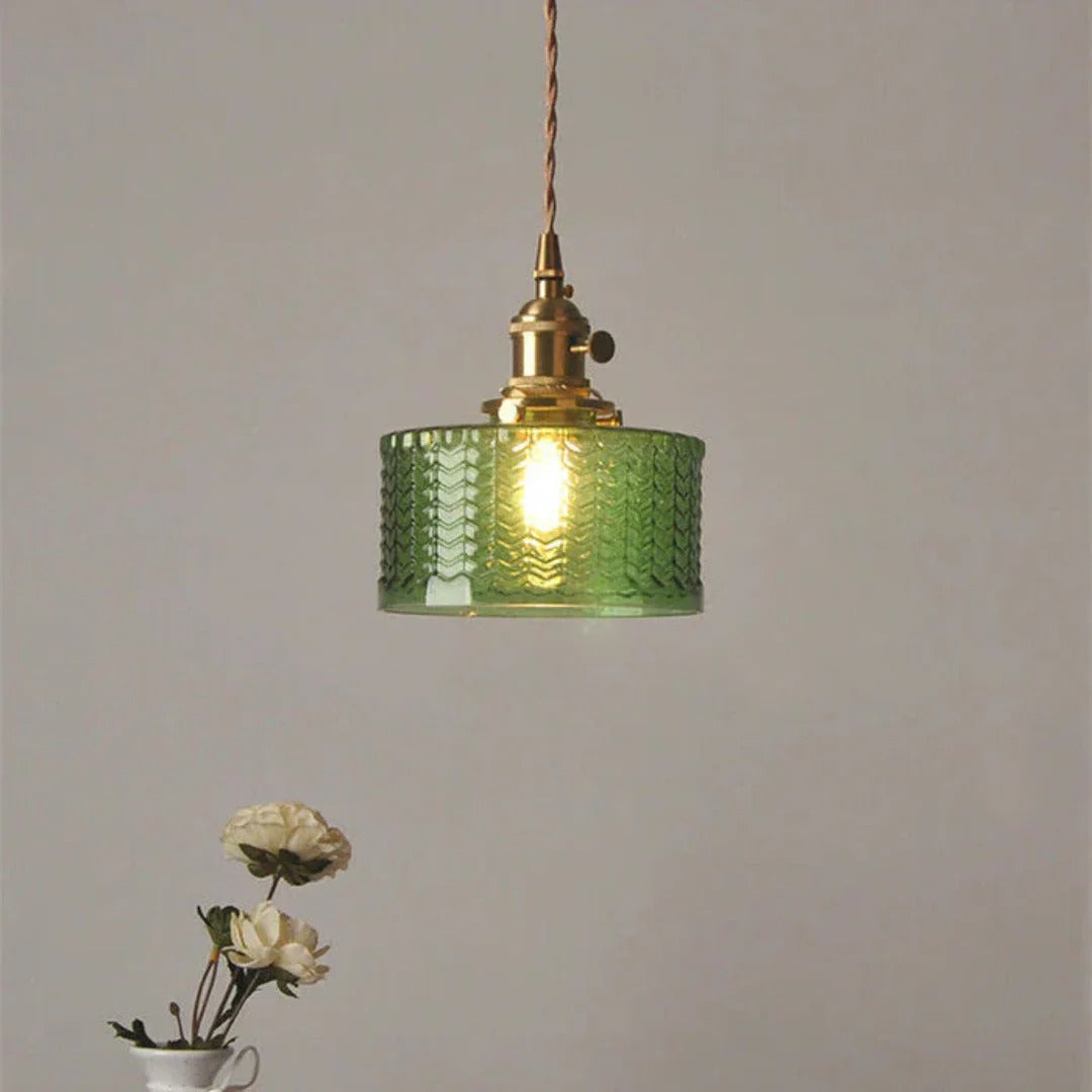 Geribbelde glazen hanglamp