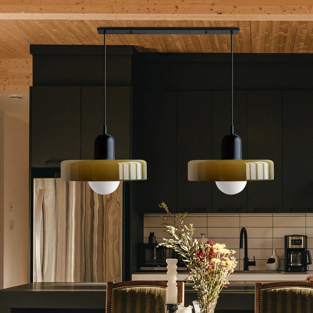 Retro metalen glazen hanglamp