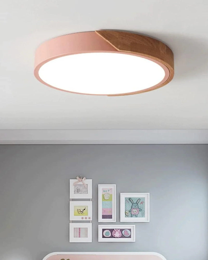 Contemporaine houten LED plafondlamp