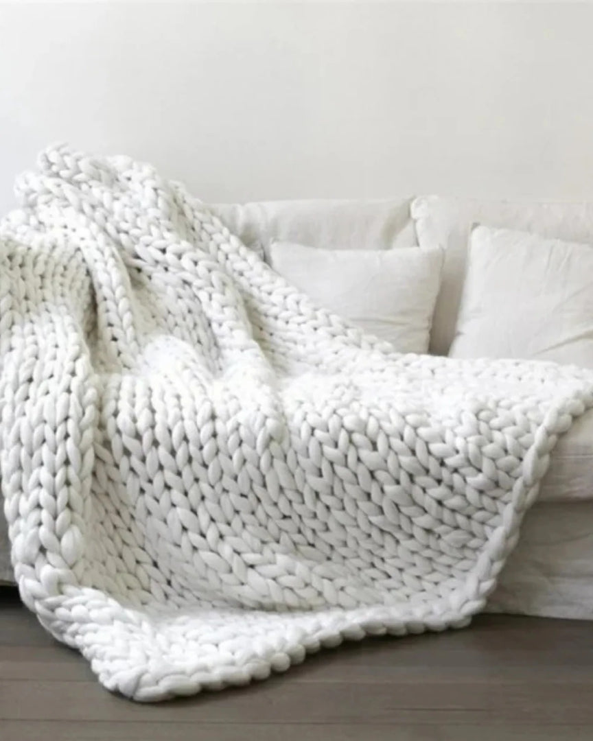 Chunky knit wollen deken