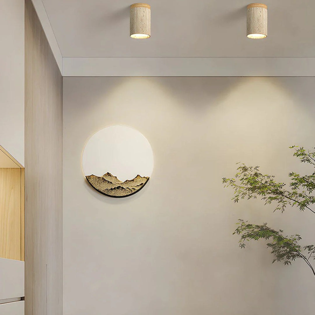 Stenen houten cilinder plafondlamp