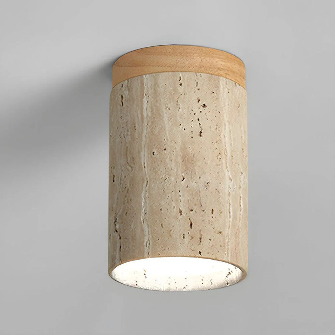 Stenen houten cilinder plafondlamp