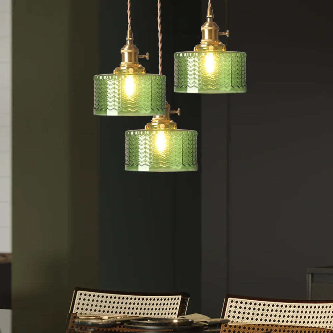 Geribbelde glazen hanglamp