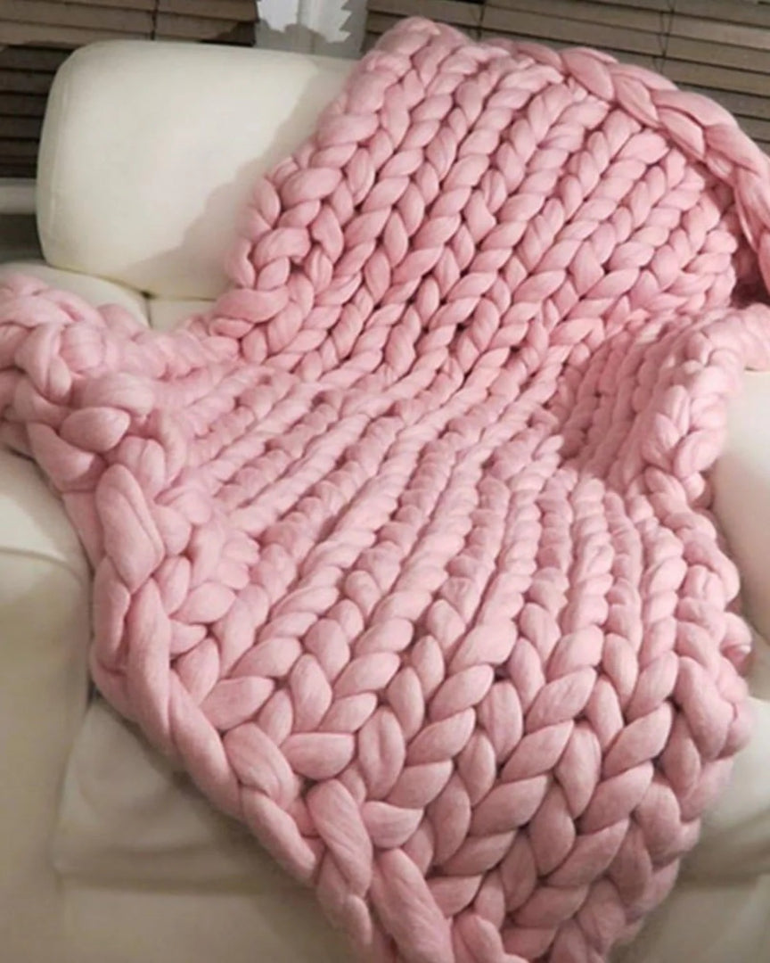 Chunky knit wollen deken