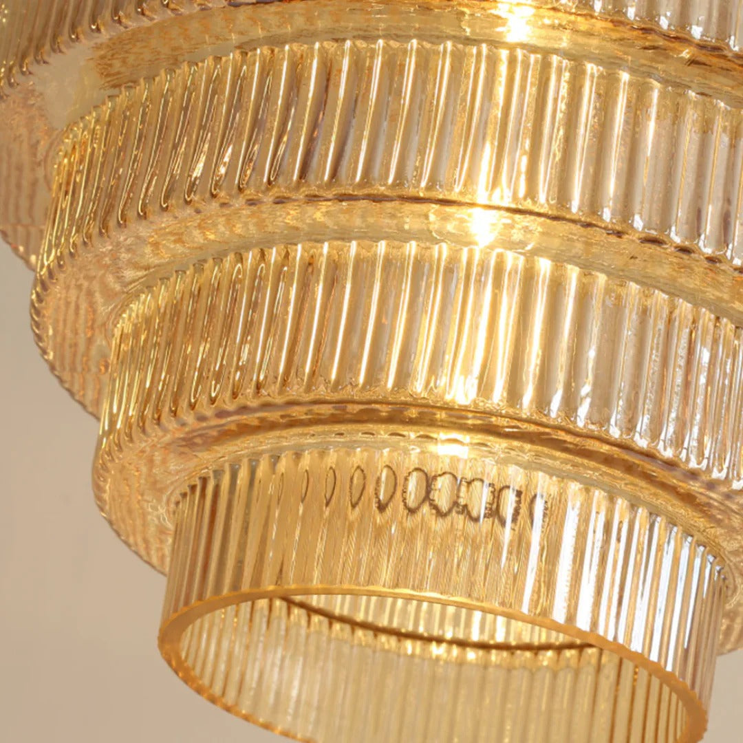 Art Deco Geribbelde Glazen Hanglamp