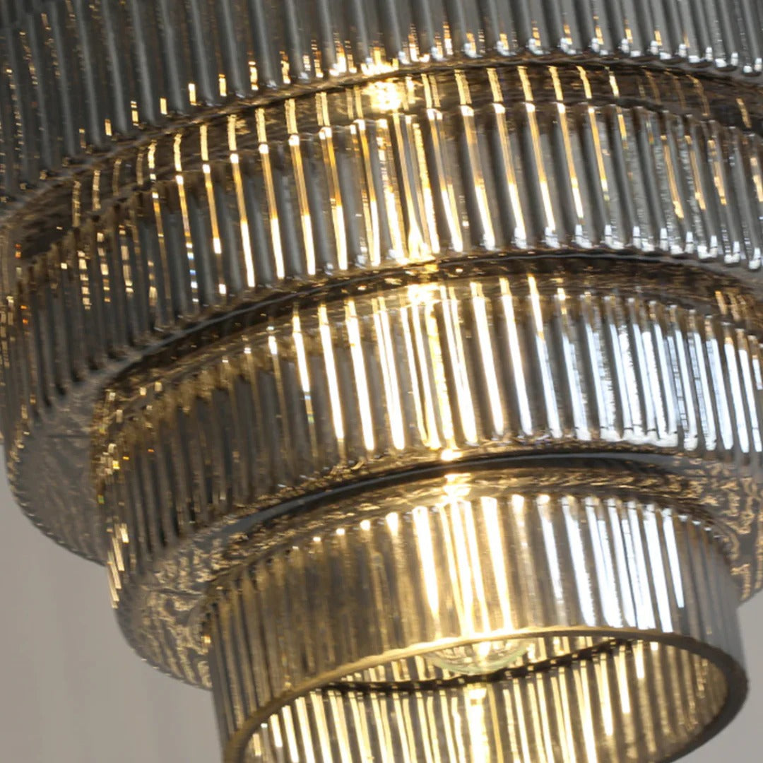 Art Deco Geribbelde Glazen Hanglamp