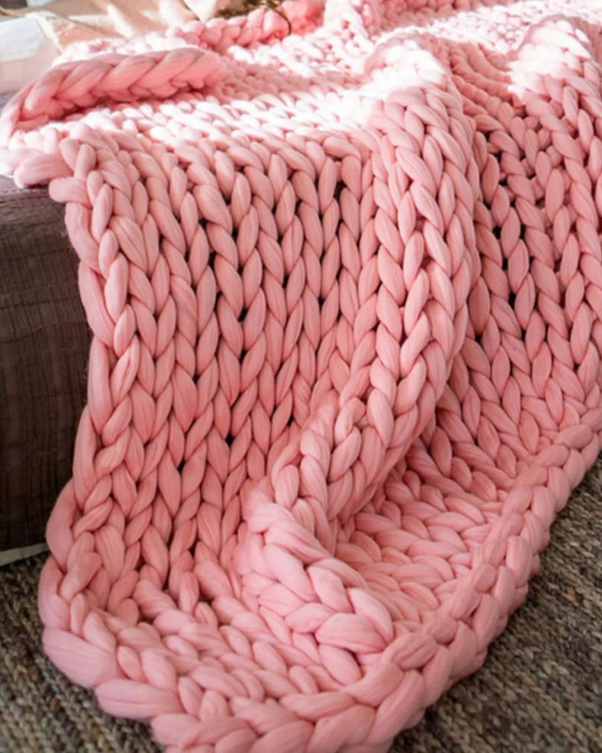Chunky knit wollen deken