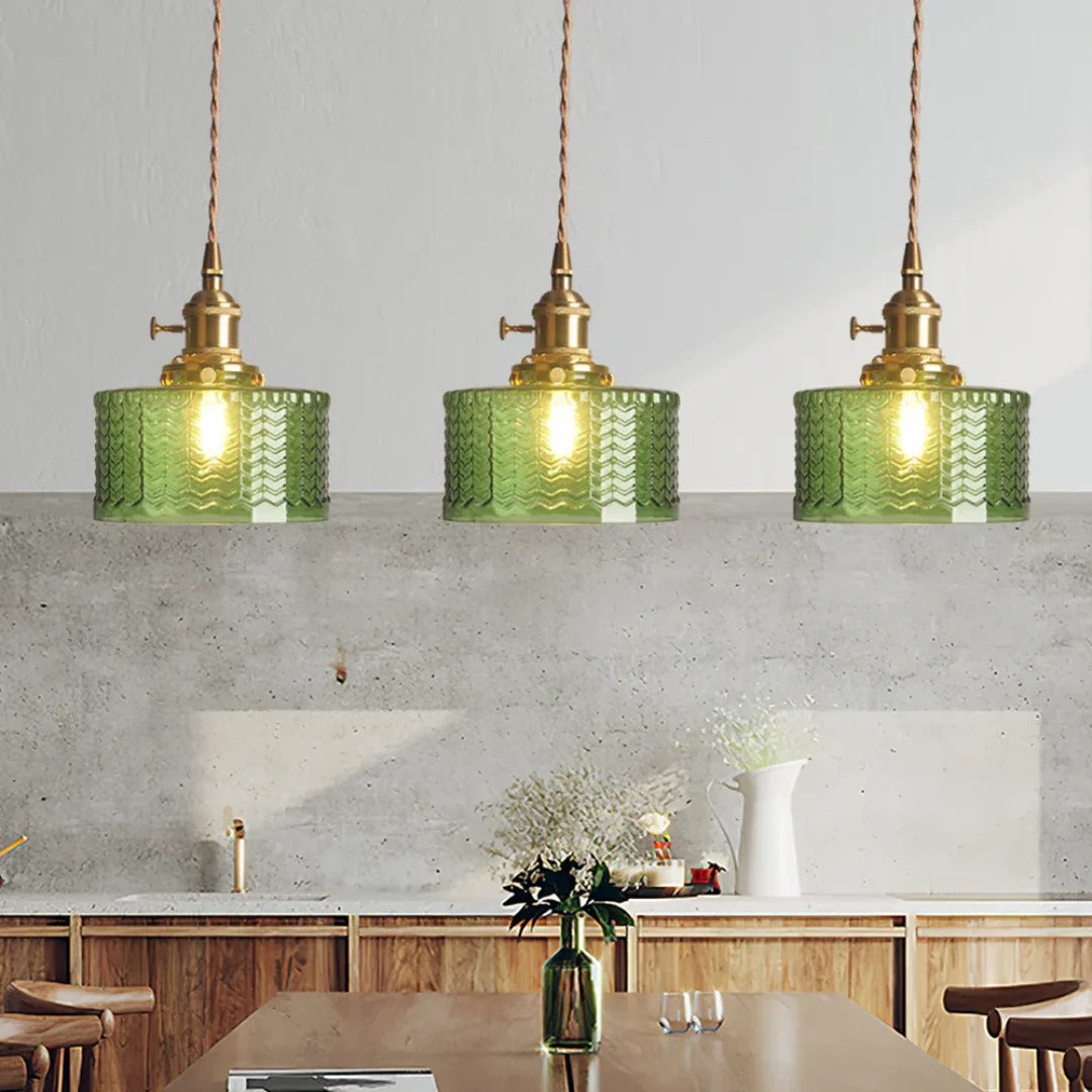 Geribbelde glazen hanglamp