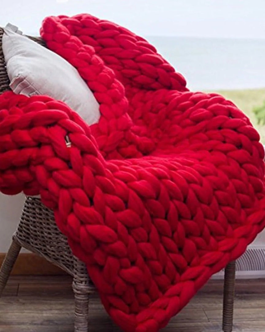 Chunky knit wollen deken