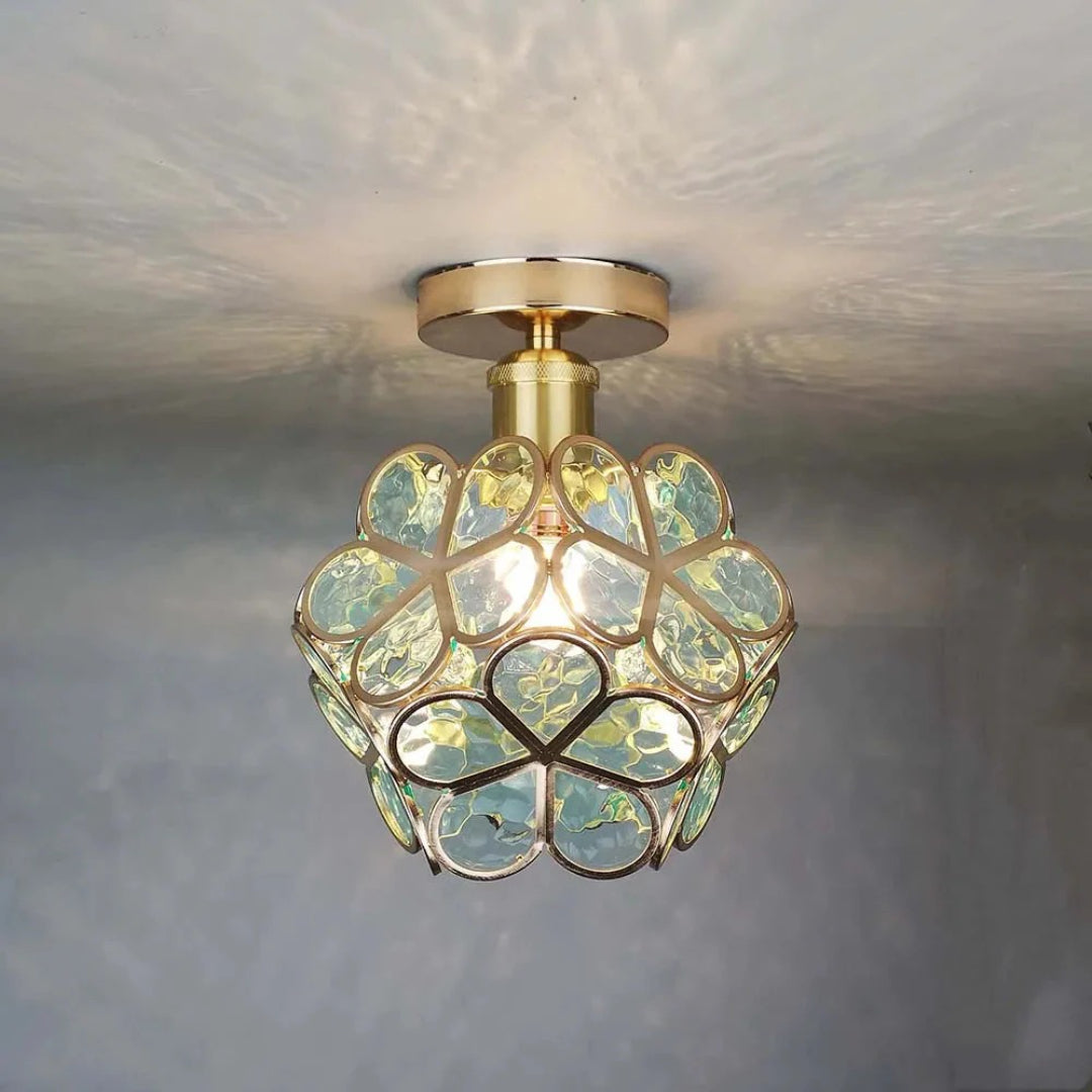 Bloemen glazen plafondlamp