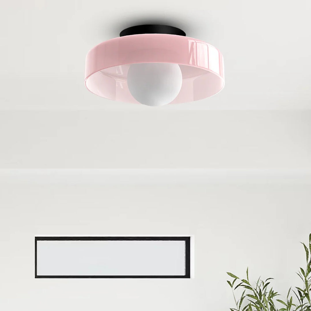 Ronde metalen glazen lamp