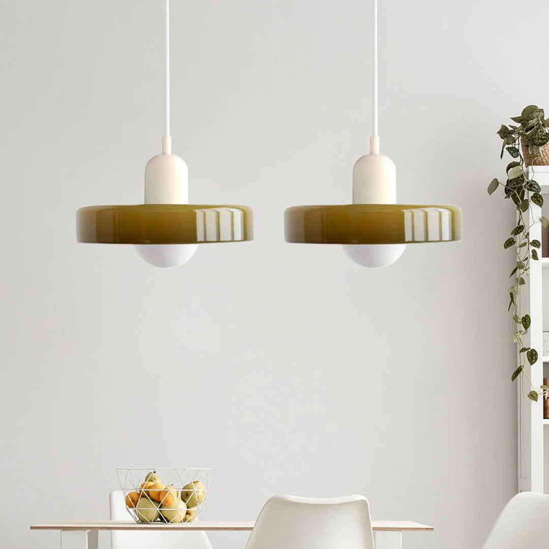 Retro metalen glazen hanglamp