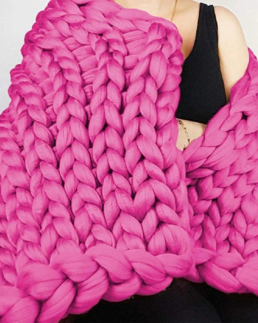 Chunky knit wollen deken