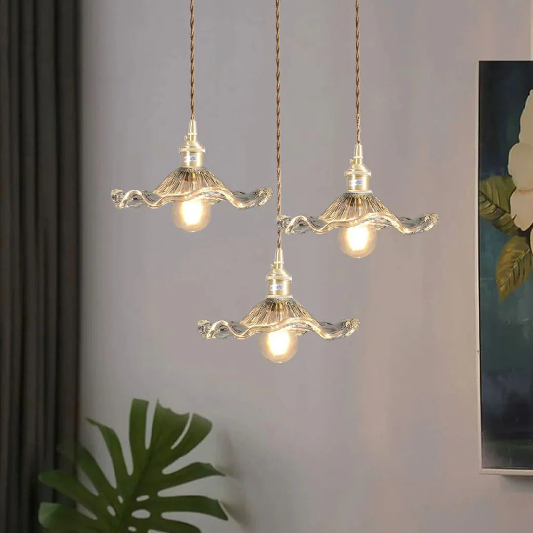 Vintage Bloemvormige Glazen Hanglamp
