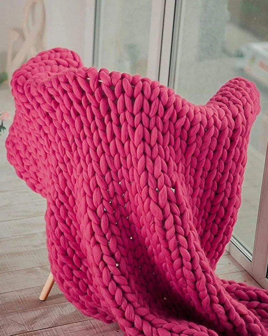 Chunky knit wollen deken