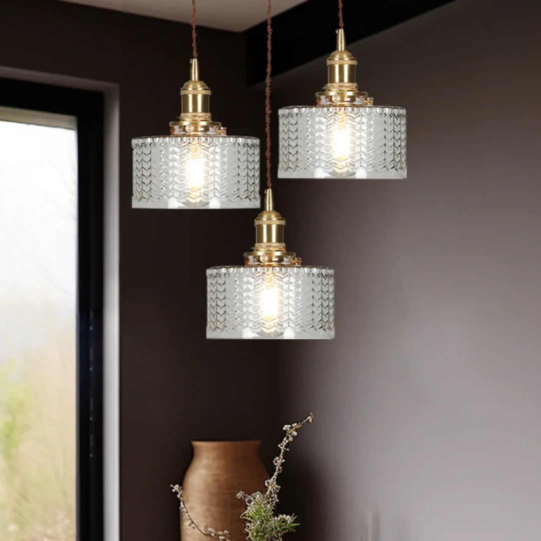 Geribbelde glazen hanglamp
