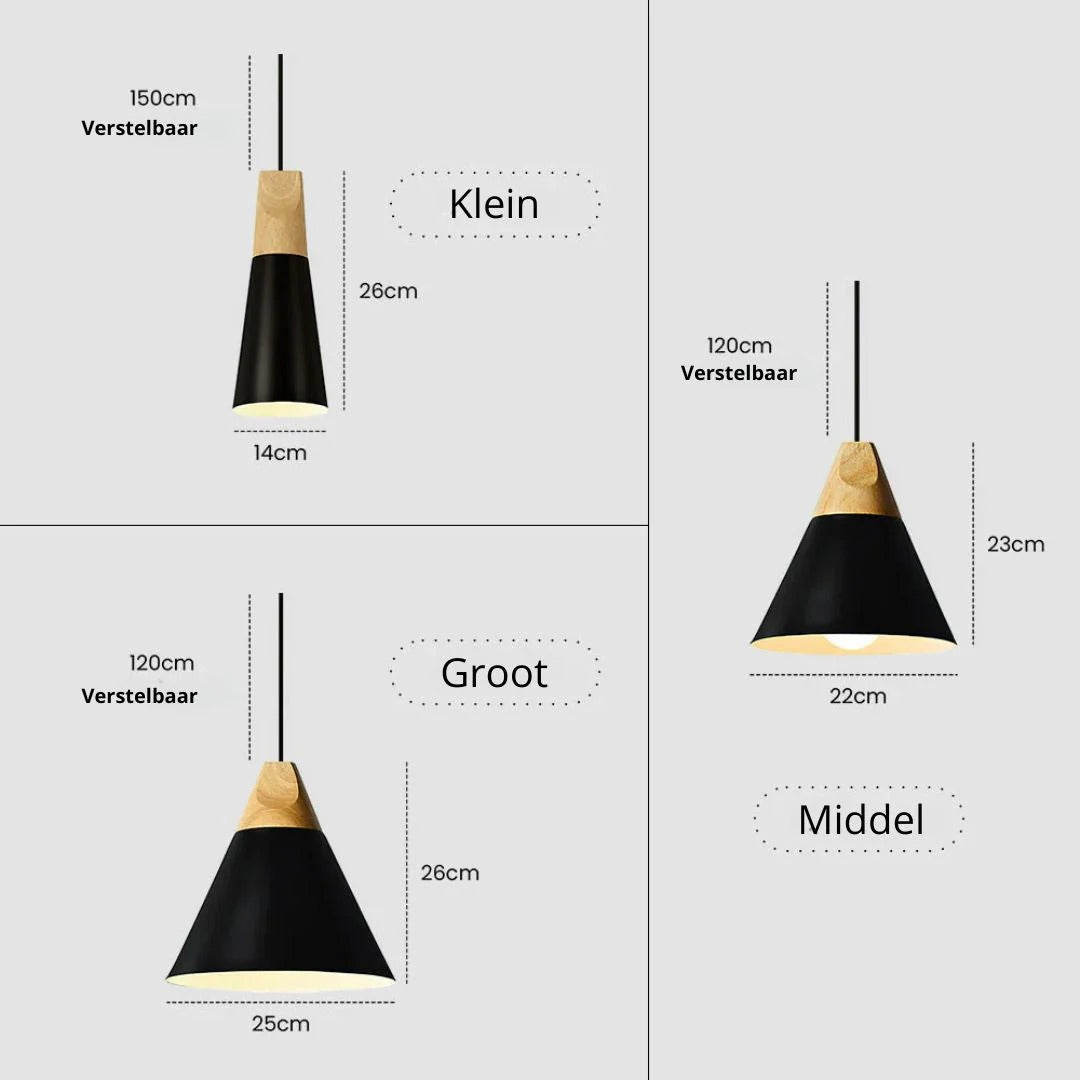 Scandinavische Houten Metalen Hanglamp