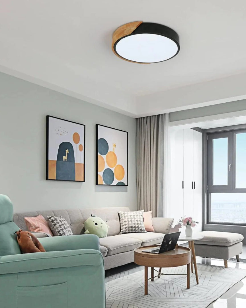 Contemporaine houten LED plafondlamp