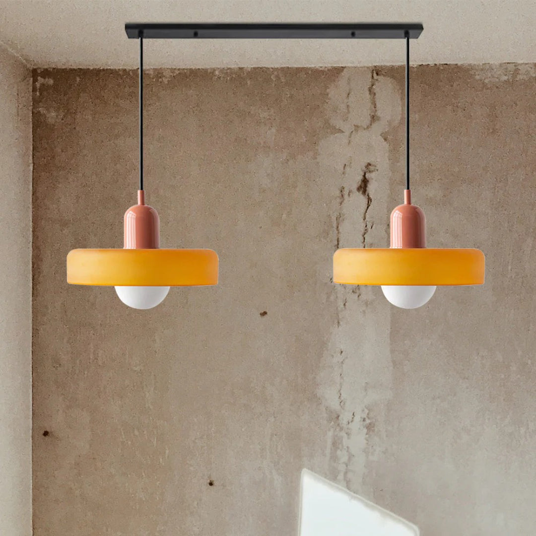 Retro metalen glazen hanglamp