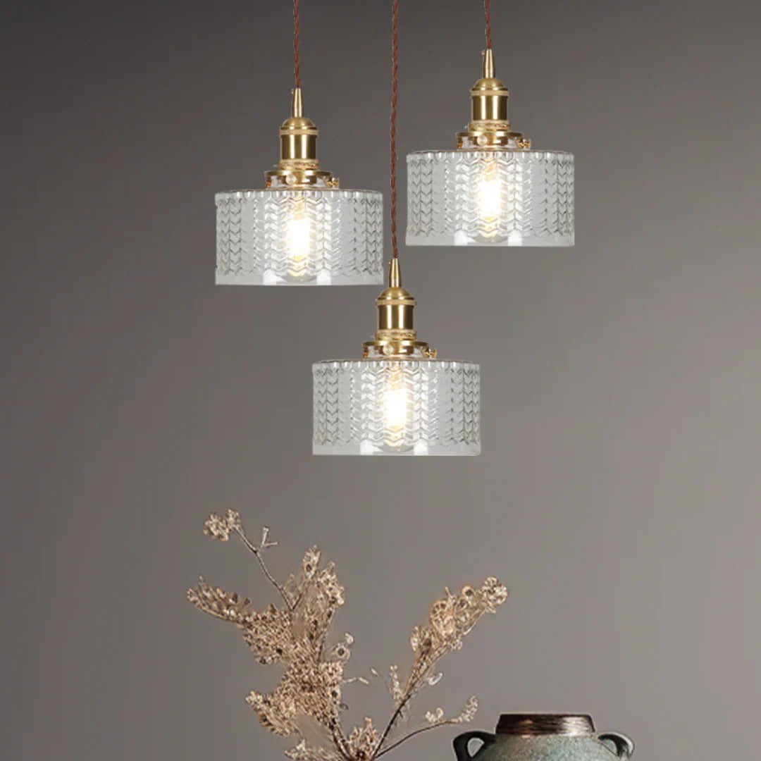 Geribbelde glazen hanglamp