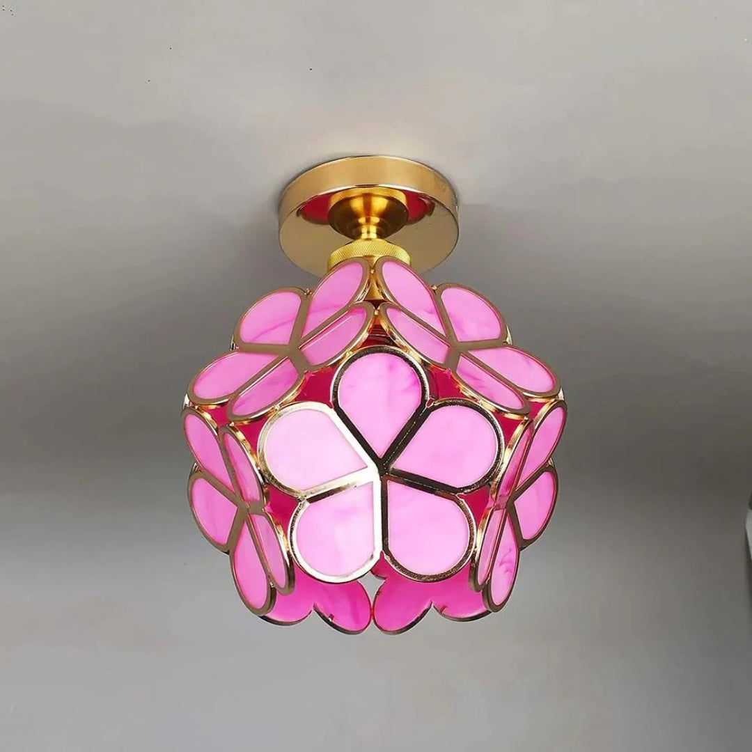Bloemen glazen plafondlamp