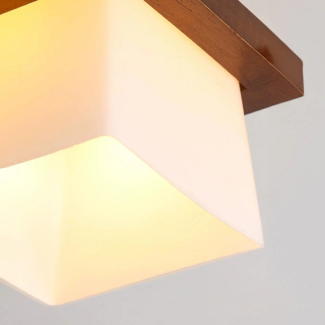 Japanse Houten Vierkante Plafondlamp