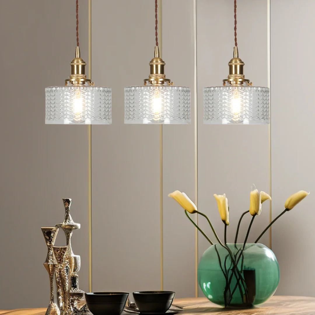 Geribbelde glazen hanglamp