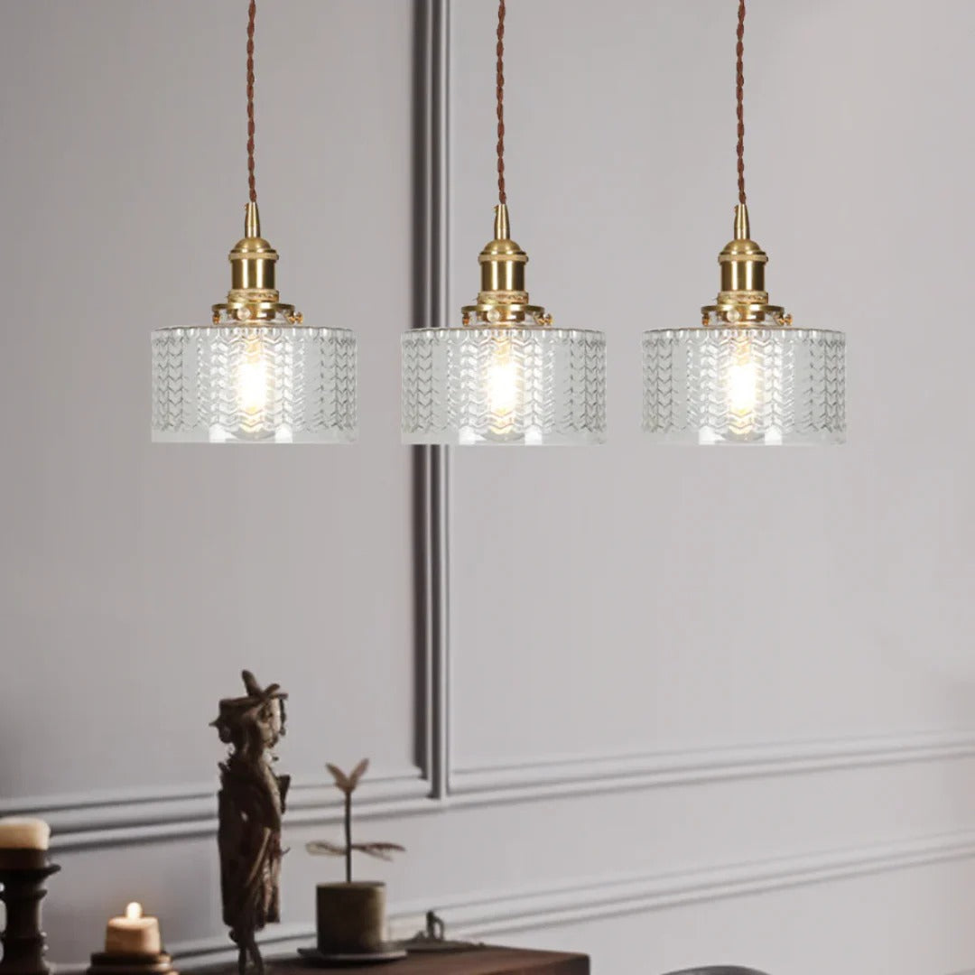 Geribbelde glazen hanglamp