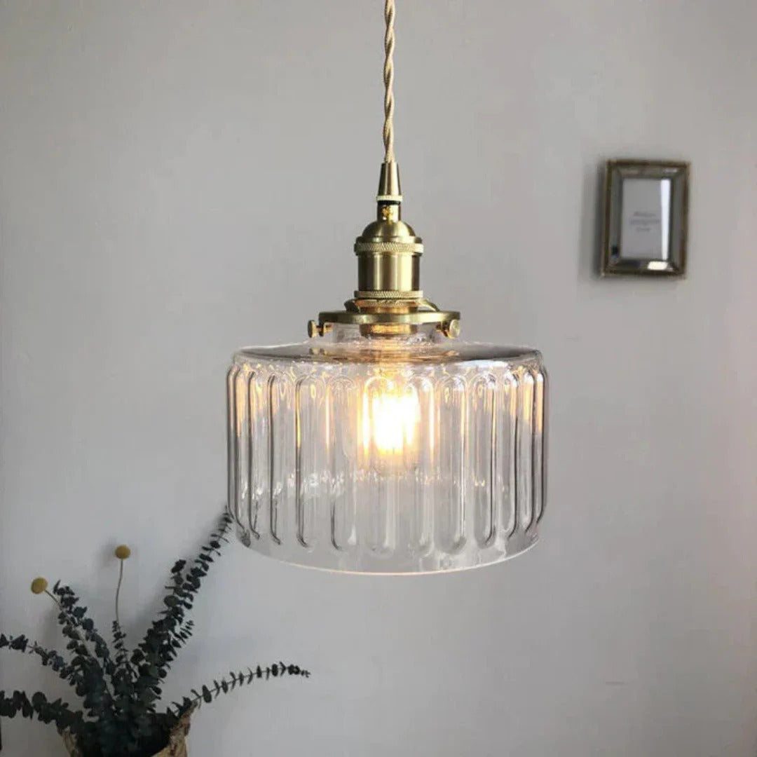 Geribbelde glazen hanglamp