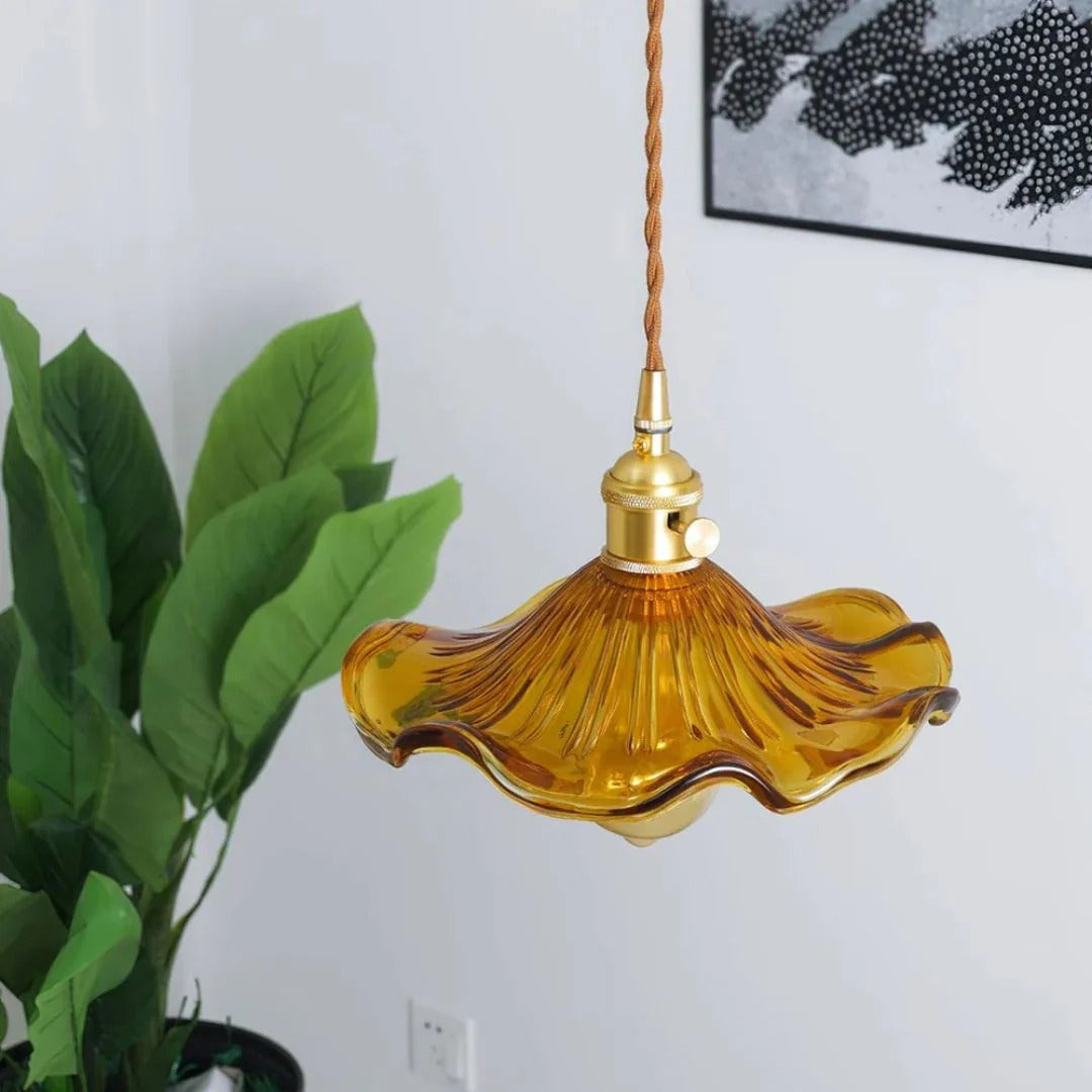 Vintage Bloemvormige Glazen Hanglamp
