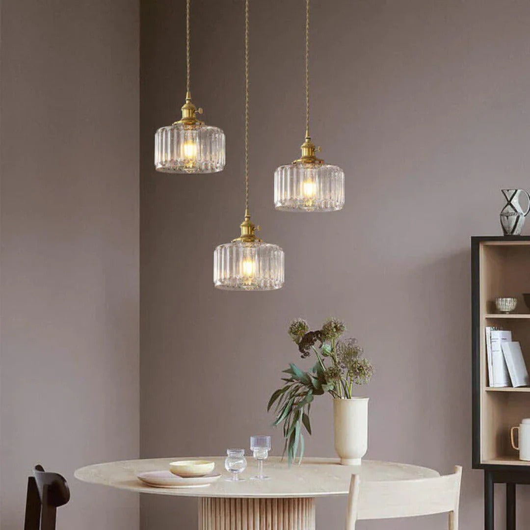 Geribbelde glazen hanglamp