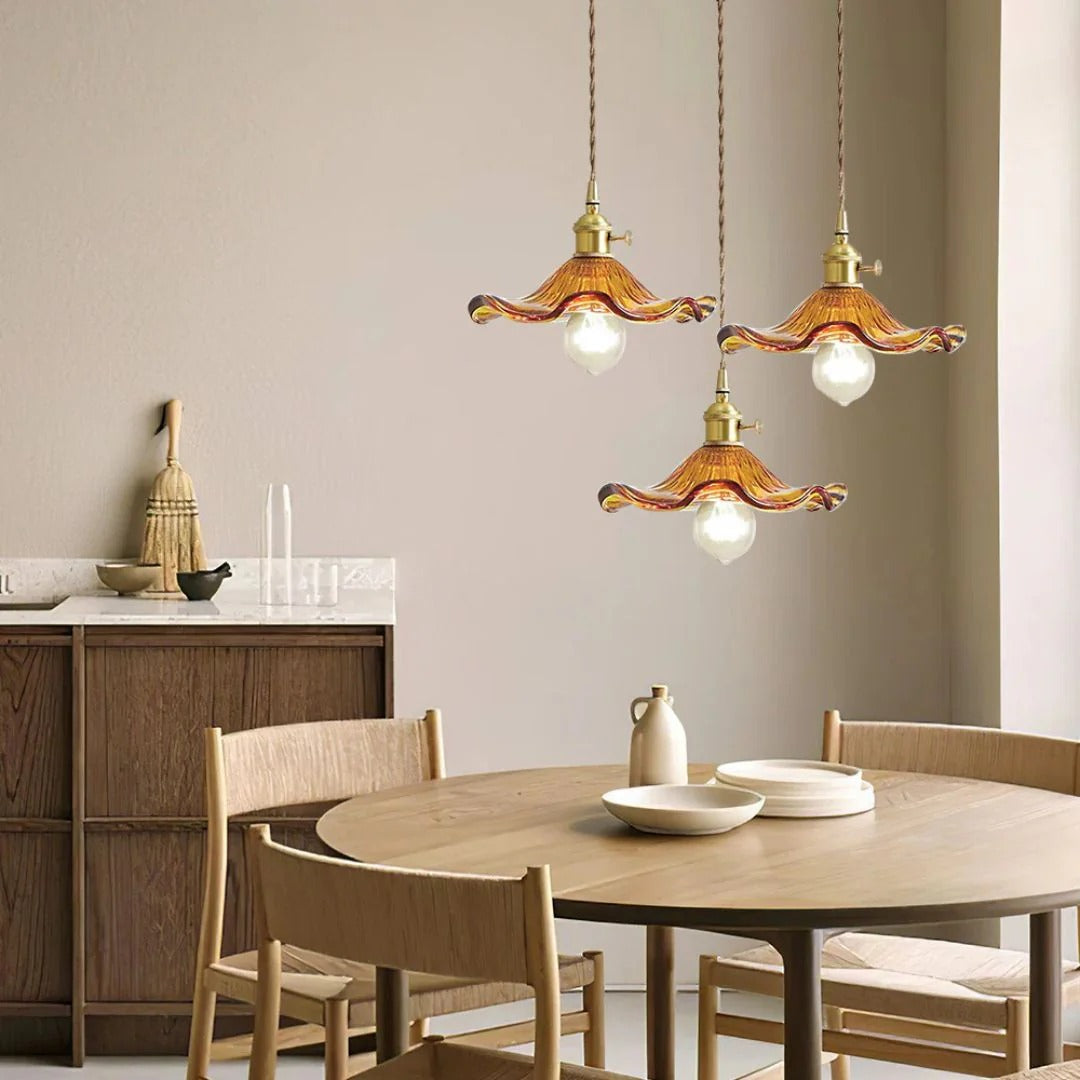 Vintage Bloemvormige Glazen Hanglamp