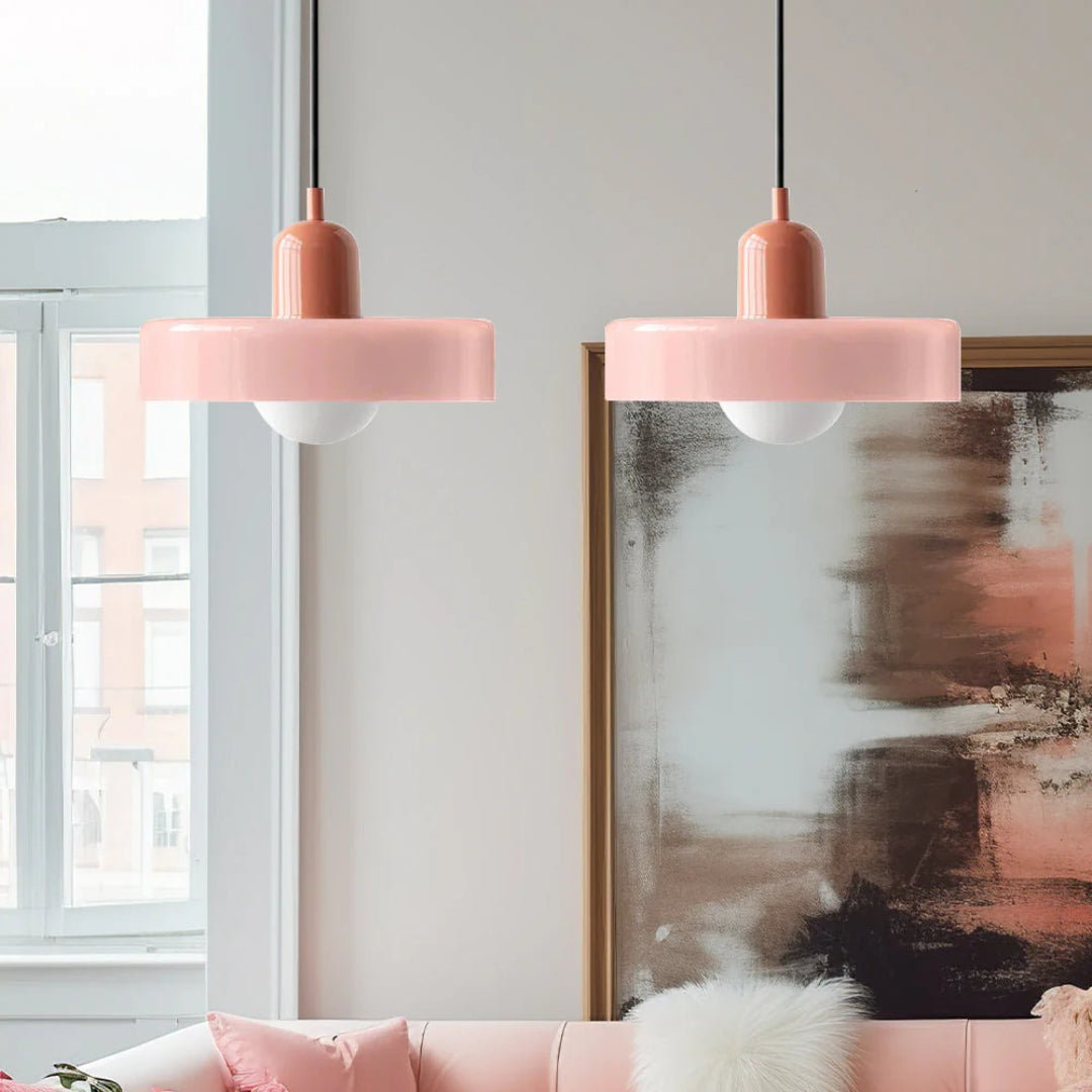 Retro metalen glazen hanglamp