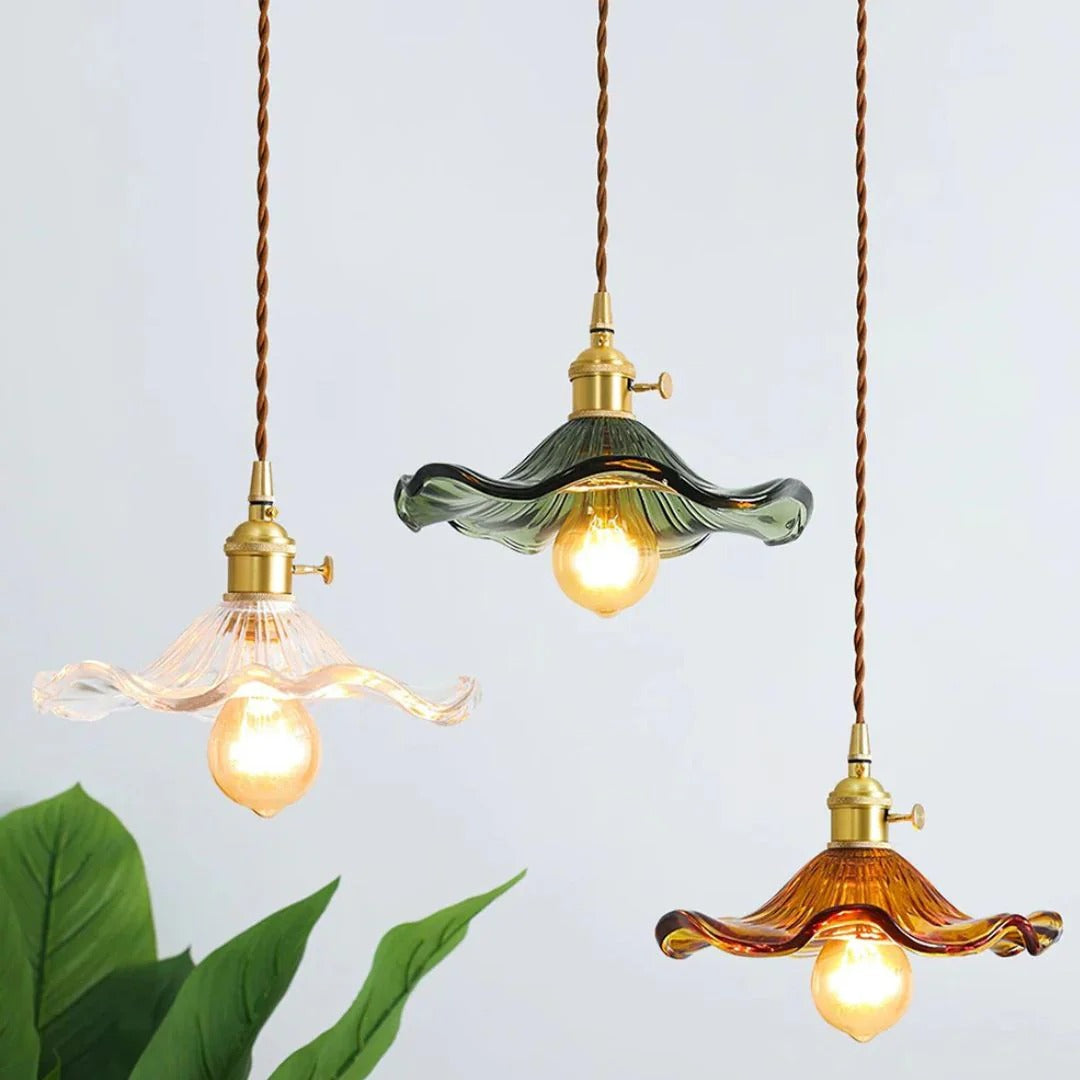 Vintage Bloemvormige Glazen Hanglamp