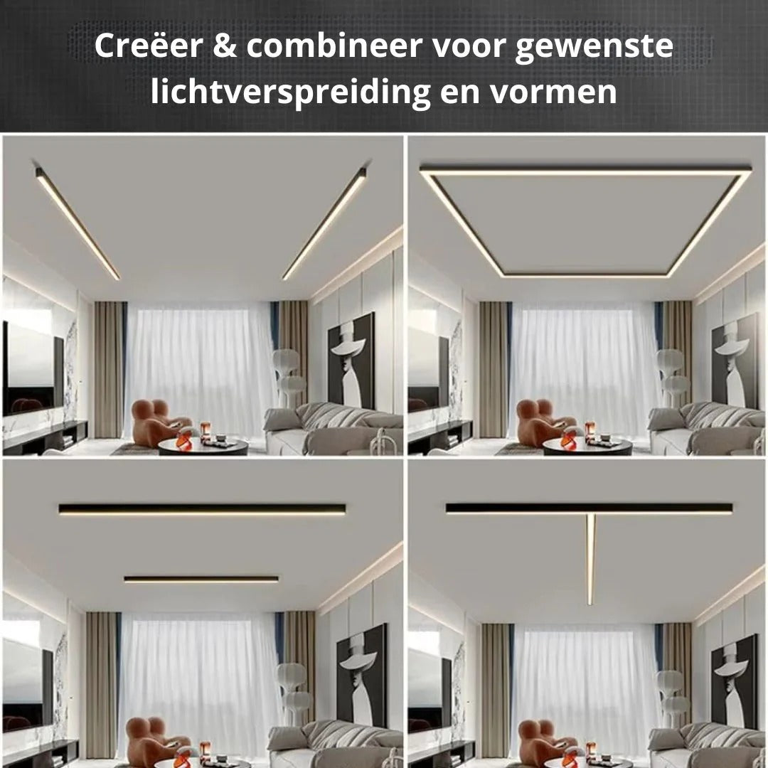 Minimalistische Lineaire Metalen Plafondlamp