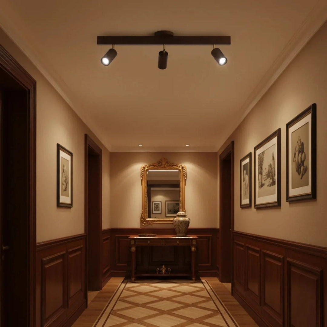 Houten verstelbare rail plafondlamp