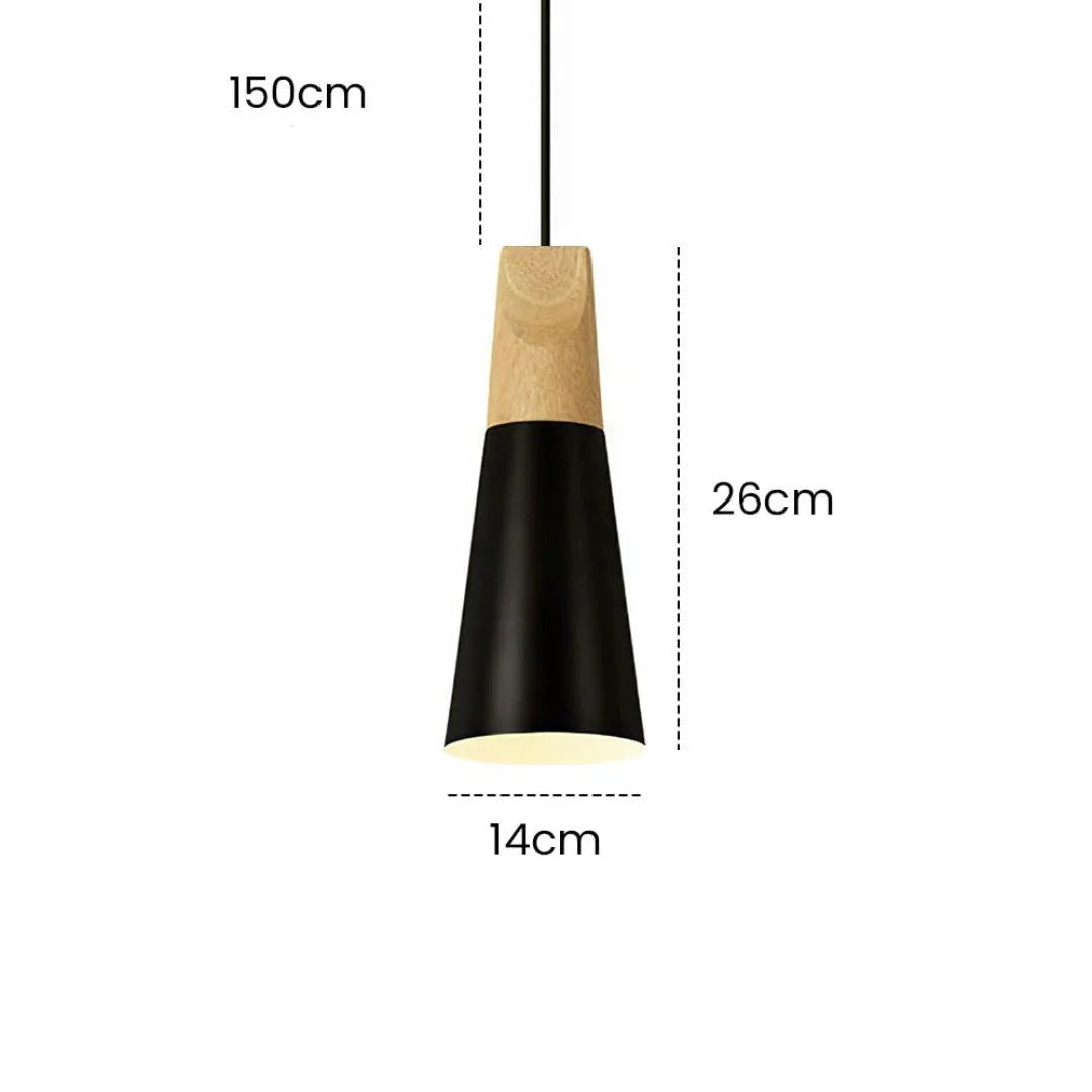 Scandinavische Houten Metalen Hanglamp