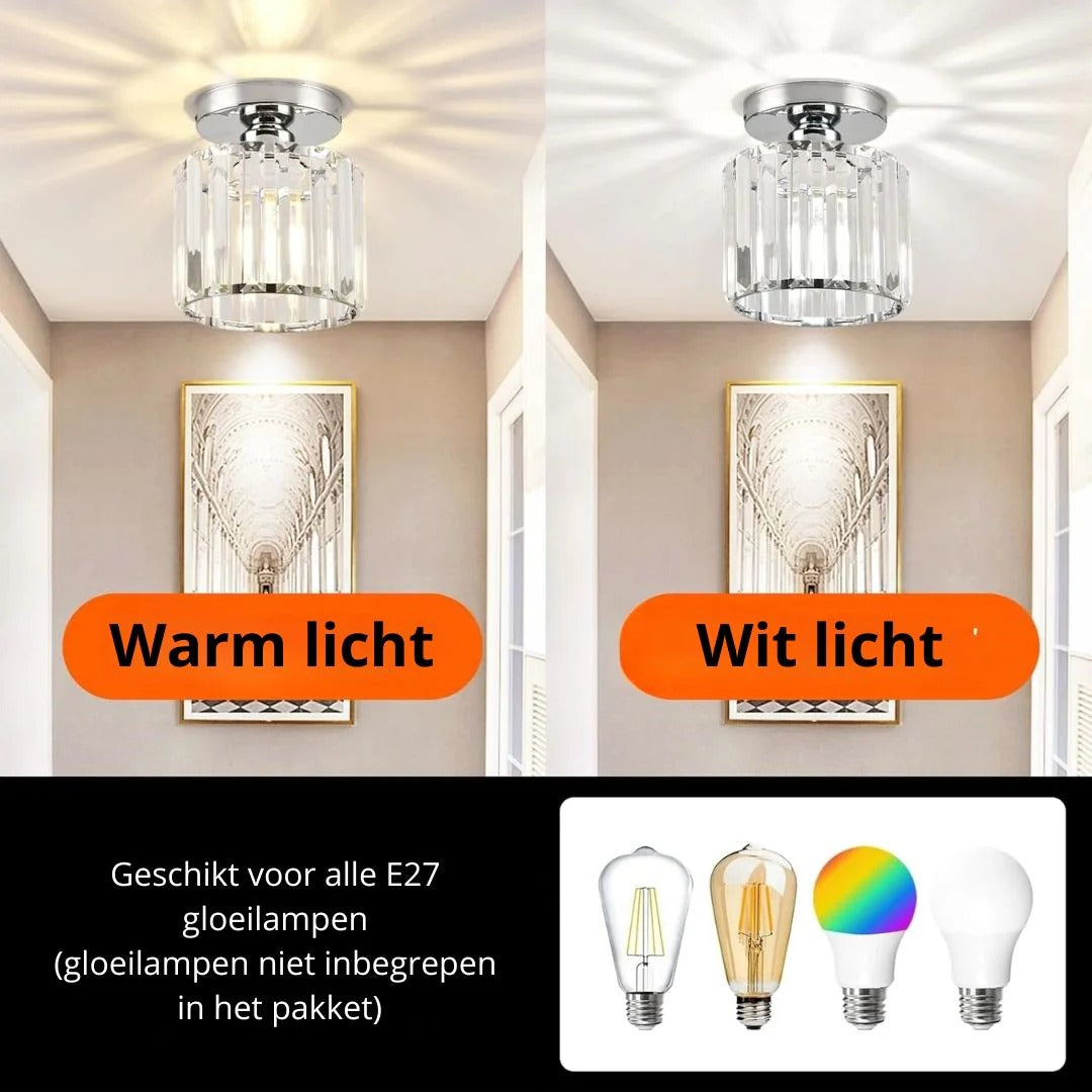 Kristallen metalen kubus plafondlamp