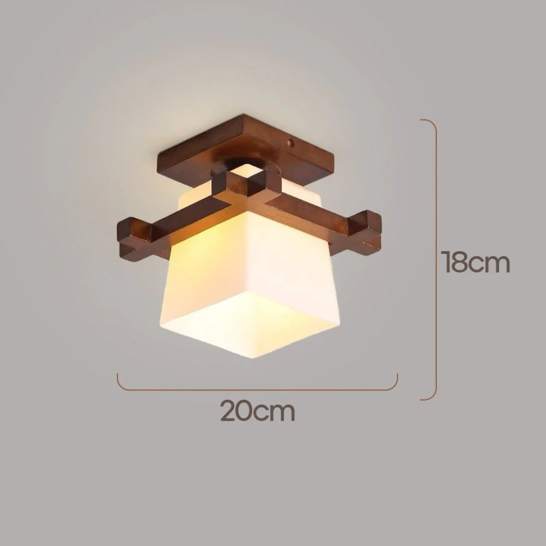 Japanse Houten Vierkante Plafondlamp