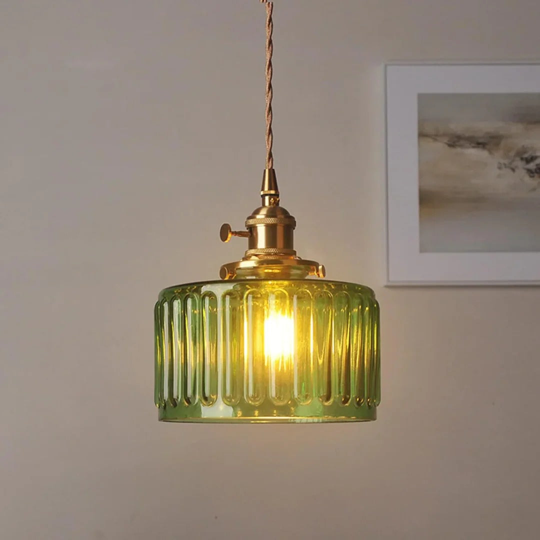 Geribbelde glazen hanglamp