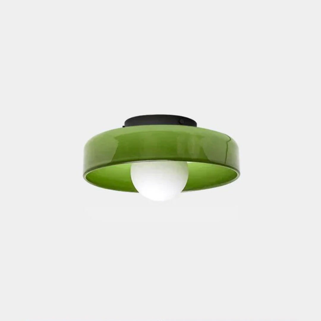 Ronde metalen glazen lamp